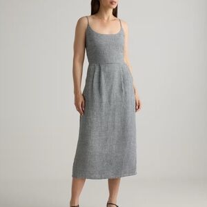🐼EUC - QUINCE EUROPEAN LINEN SCOOP NECK MIDI DRESS